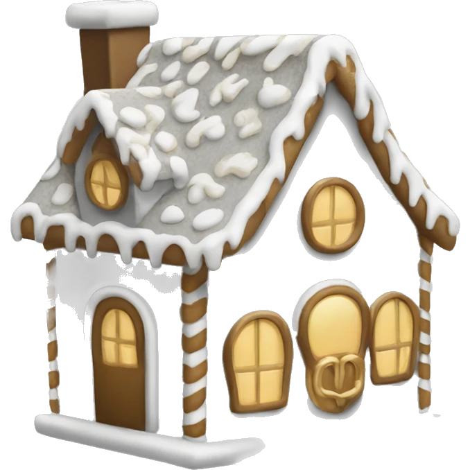 light grey and gold and black gingerbread house emoji