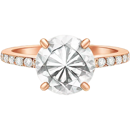 rose gold engagement ring with big sparkly round shaped diamond  emoji