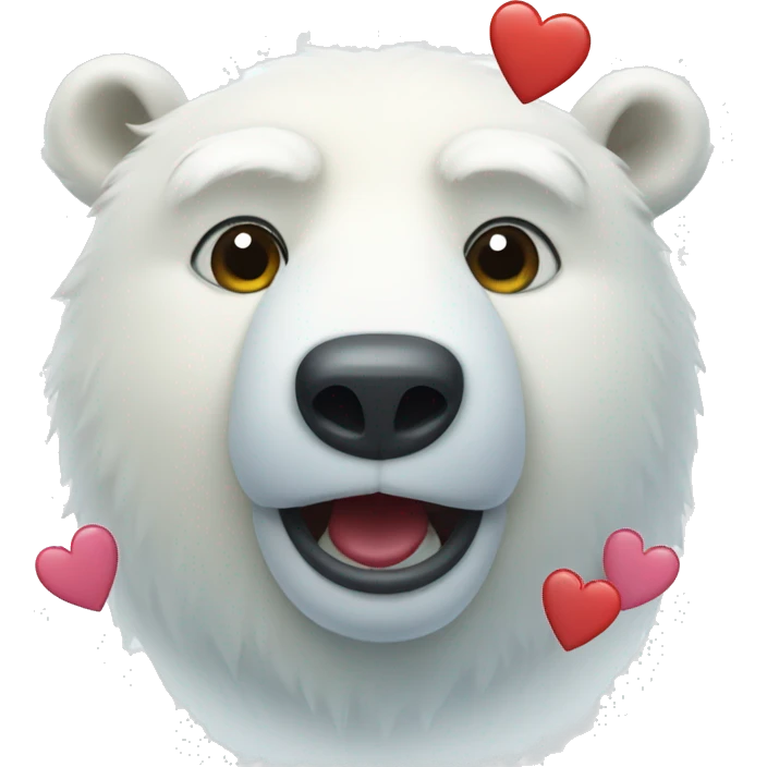 polar bear with hearts emoji