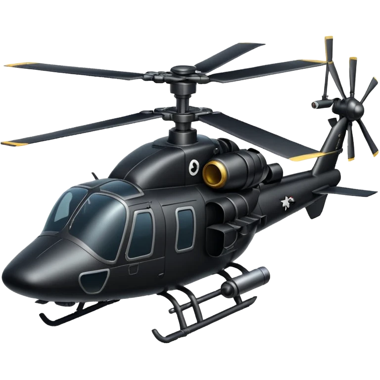 black battle helicopter with cannon emoji