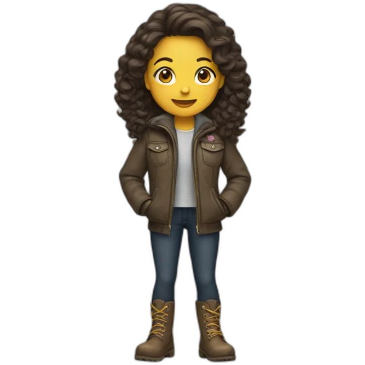 Girl wear jacket and boots emoji