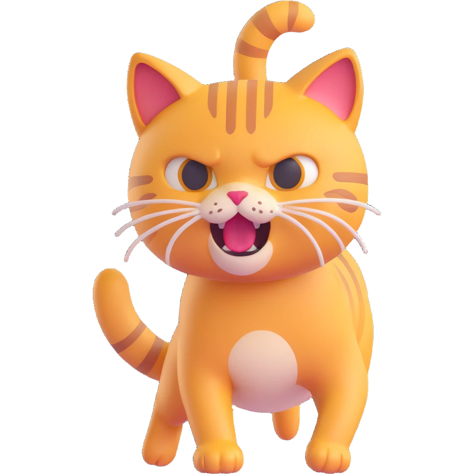 3D emoji of a cat lunging forward looking fierce but playful emoji