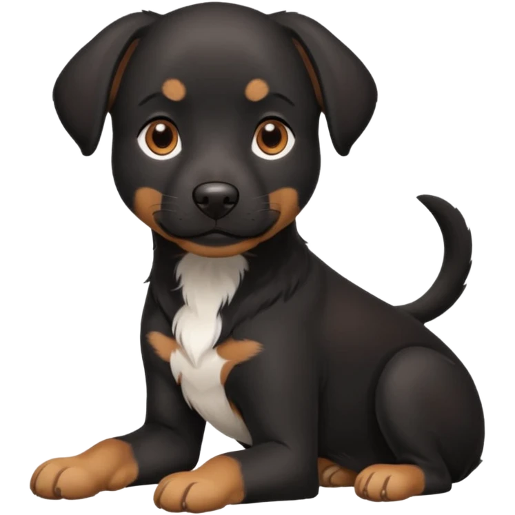 Chien noir avec poitrine et patte avant droite blanche emoji