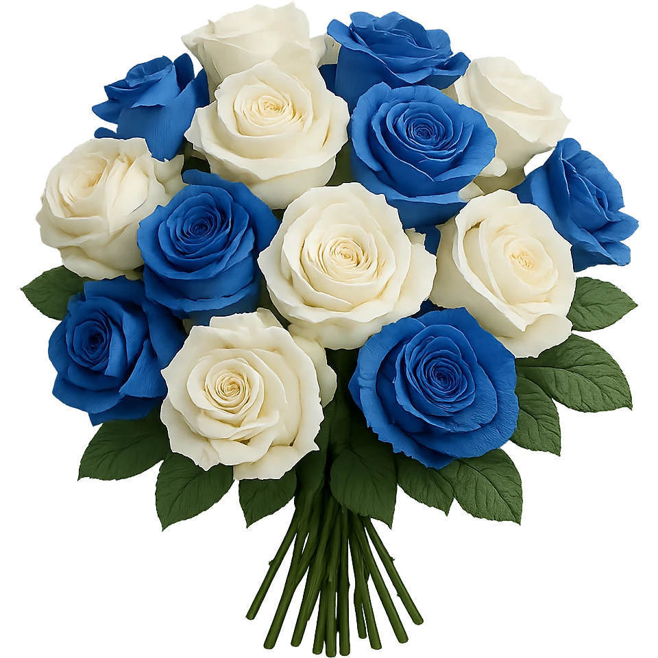 bouquet of white and blue roses , remove background emoji