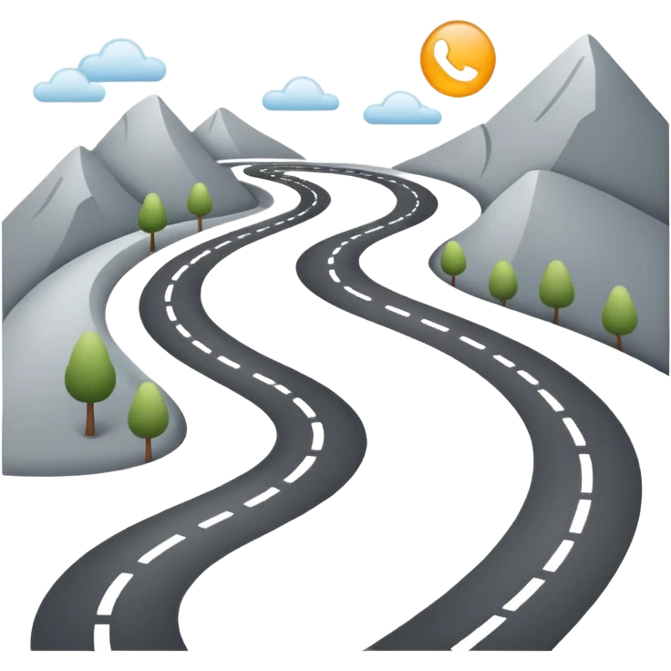 Clean roadmap icon emoji with curved path and milestones, modern corporate style emoji