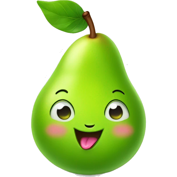 Shiny Green Cute pear with tongue emoji