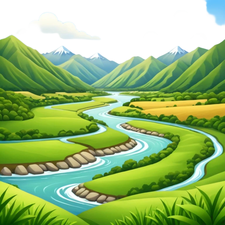 new zealand summer valley with a river emoji