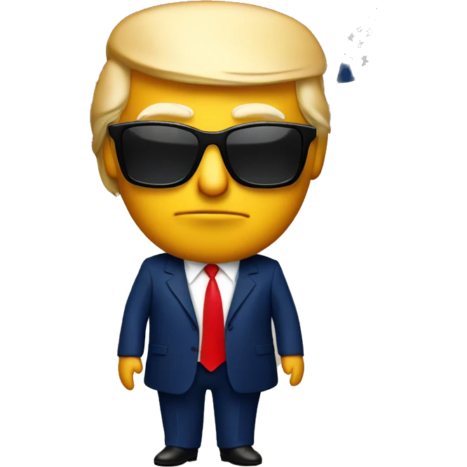 Donald trump with sunglasses with American flags in the back emoji