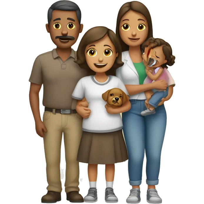 papa, mama, dos niñas, un bebe y una mascota emoji