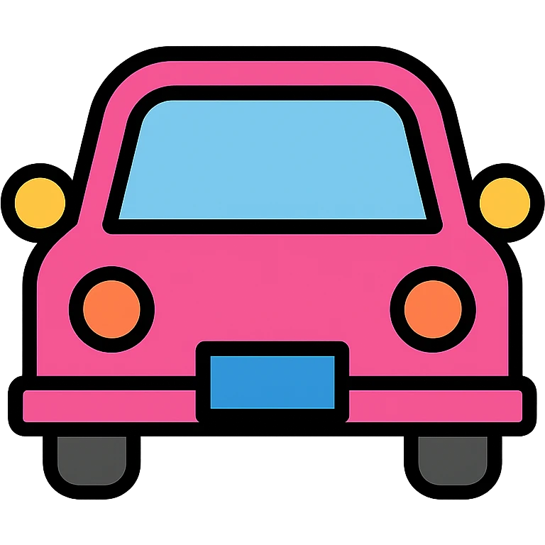 pink car icon with color outline emoji