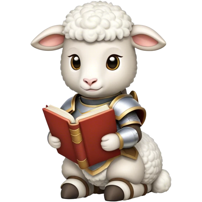 Lamb with armor reading a book emoji