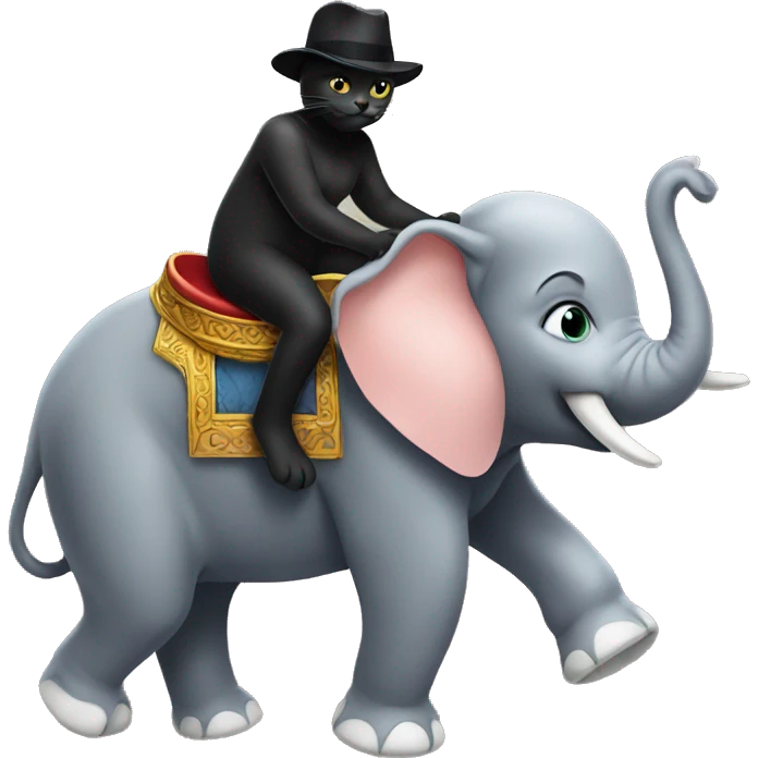 Black cat riding elephant emoji