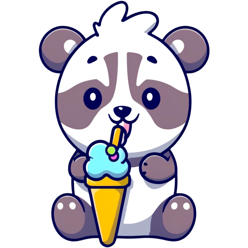Panda eating ice cream emoji