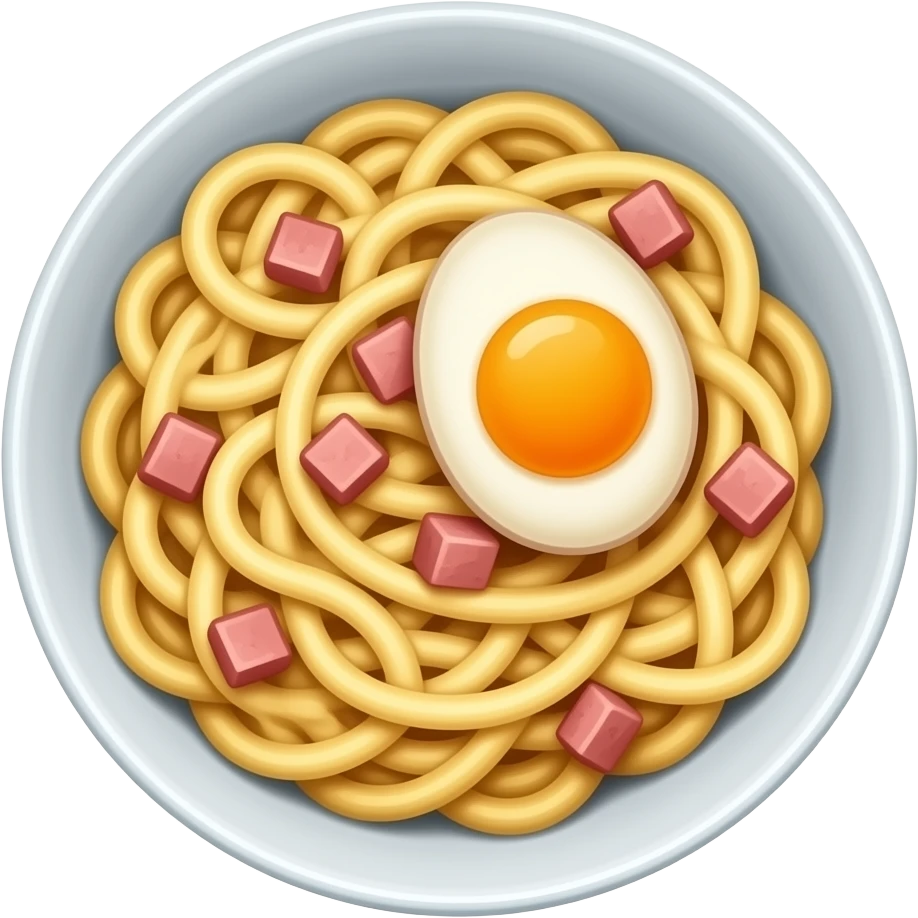udon carbonara with ham and egg emoji