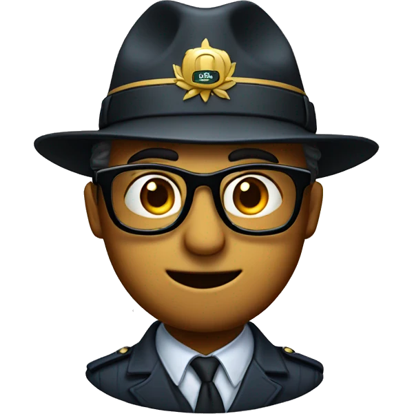 Emojo wearing glasses with a general's hat  emoji