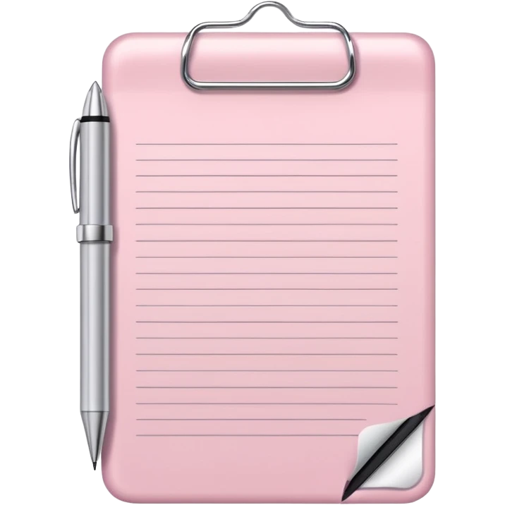 Pale pink notepad with pen emoji