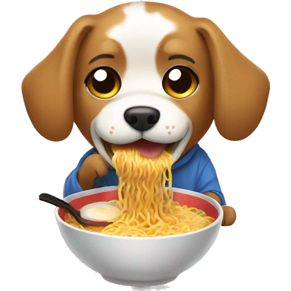 Perro comiendo ramen emoji