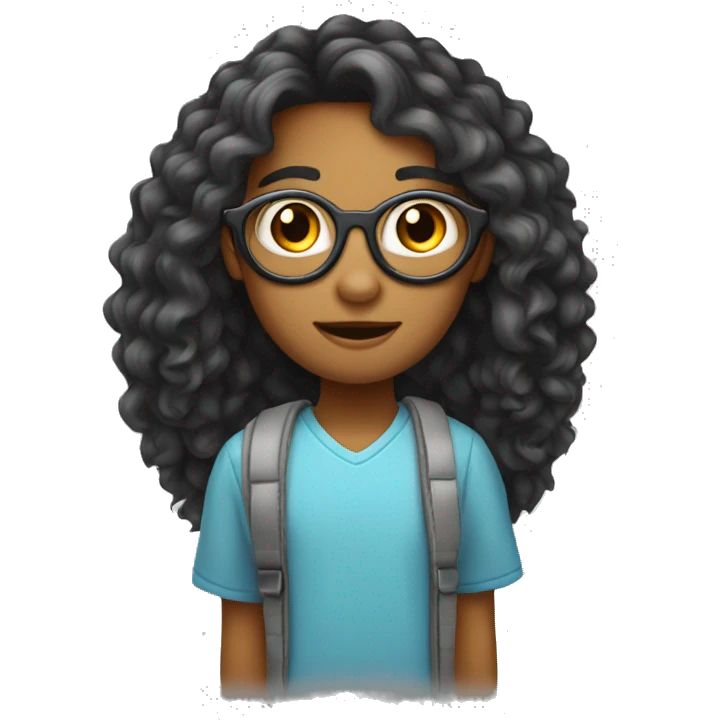 adolescente cabelo cacheado óculos cor de pele bran emoji