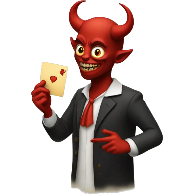 The devil holding a card emoji