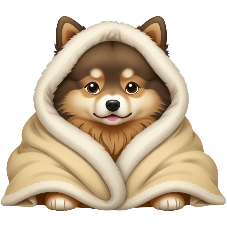 Finnish Lapphund cozy in blanket emoji