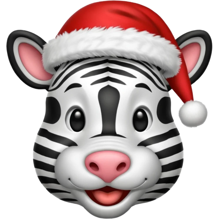zebra wearing red hat of santa claus emoji