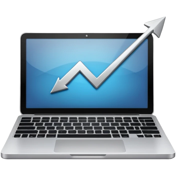 laptop with an upward arrow above it emoji