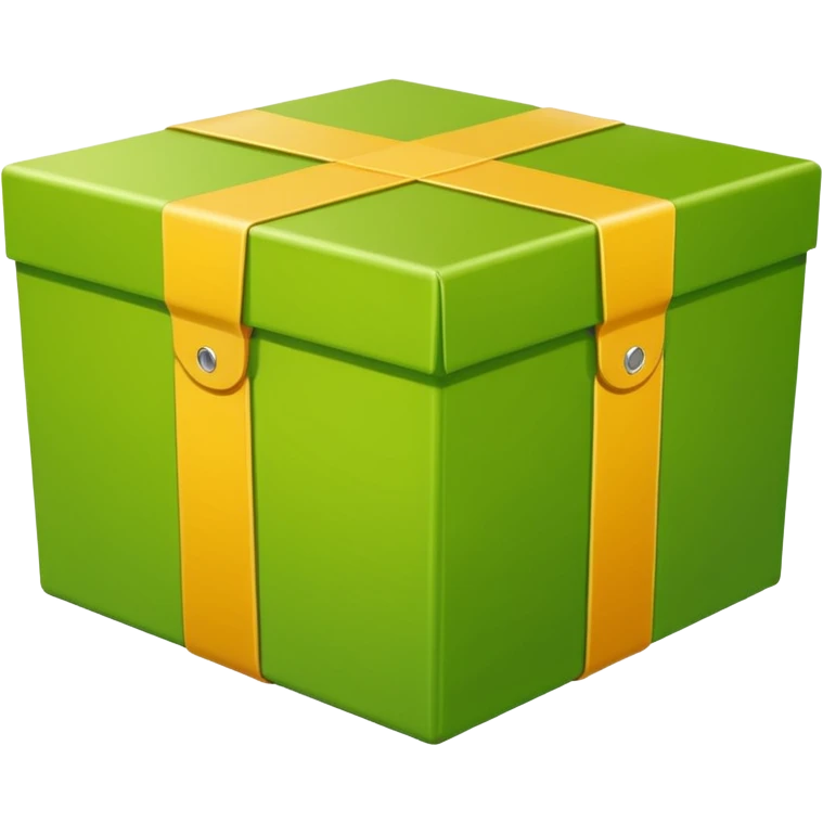 light green shipping box with shiny texture, no lid, no yellow bands, no logos, no stickers, apple style emoji emoji