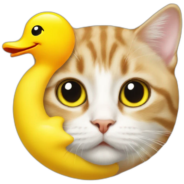 Cat upside down with a yellow rubber duck on top emoji