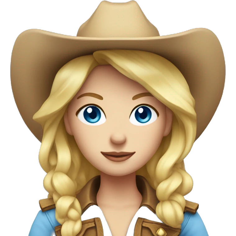 Blonde cowgirl, waist up, blue eyes emoji