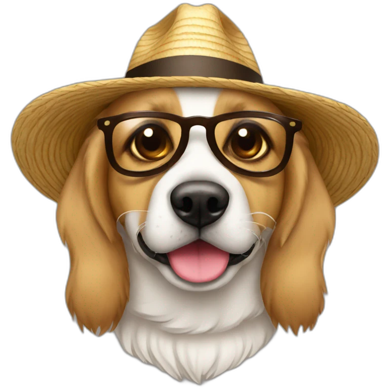 Perro con lentes y sombrero emoji