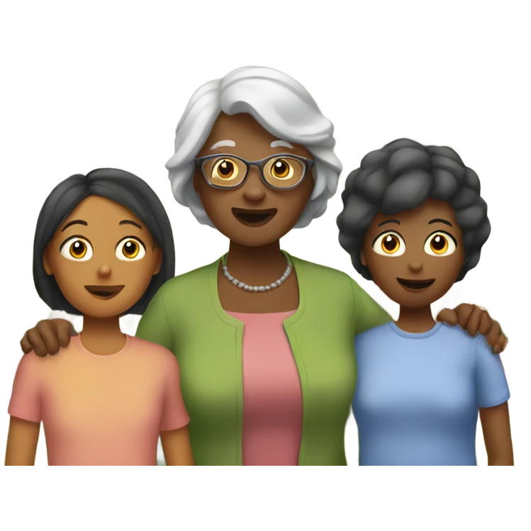 A woman visiting her grandma, aunt and cousin emoji
