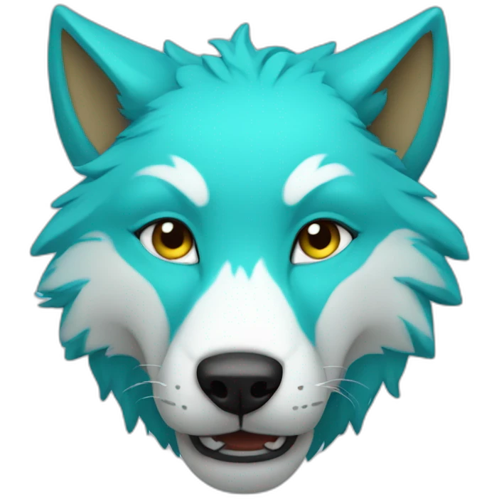 Cyan anthro wolf face emoji