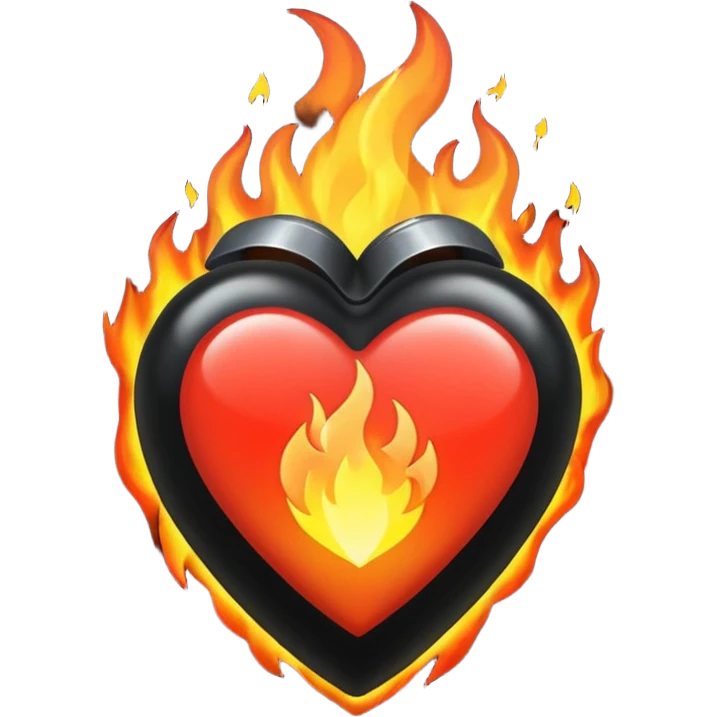 Corazón negro con fuigo emoji