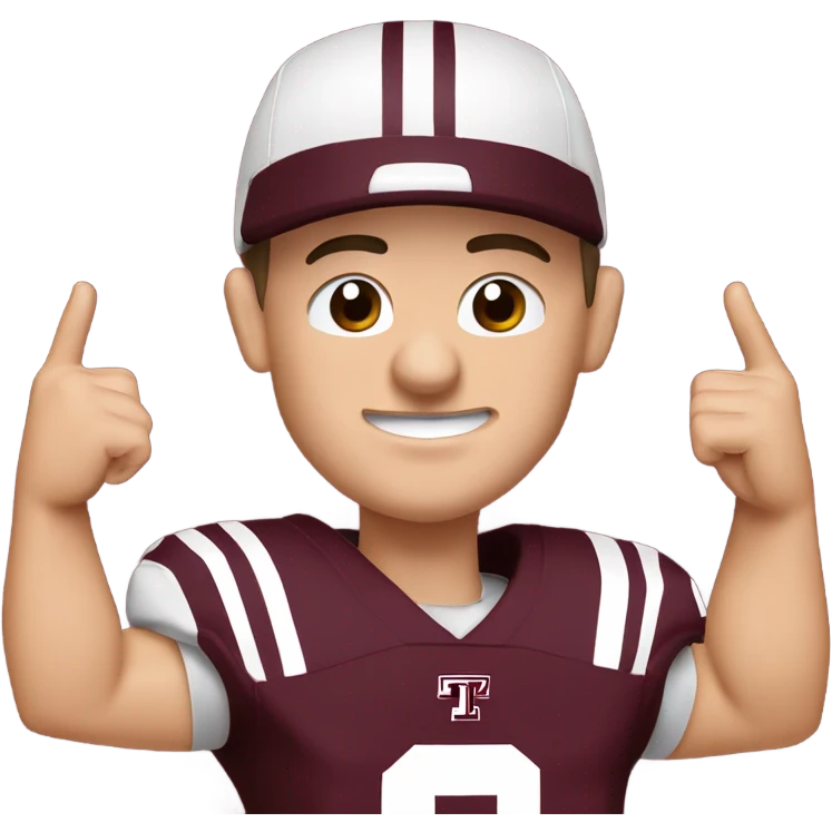 Johnny manziel in a Texas a&m maroon uniform holding up one thumb  emoji