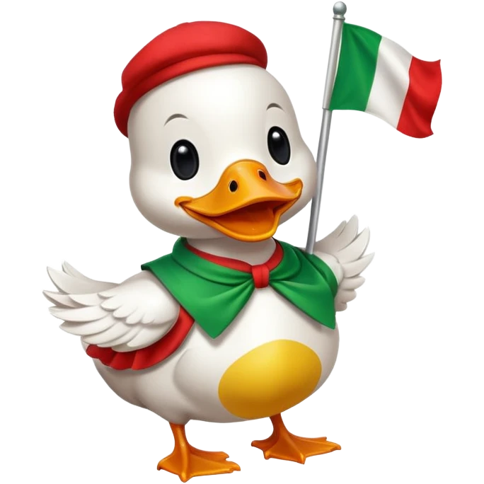 A cartoon duck wearing an Italian flag emoji
