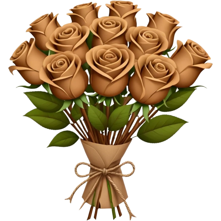 Bouquet of brown roses in a paper package emoji