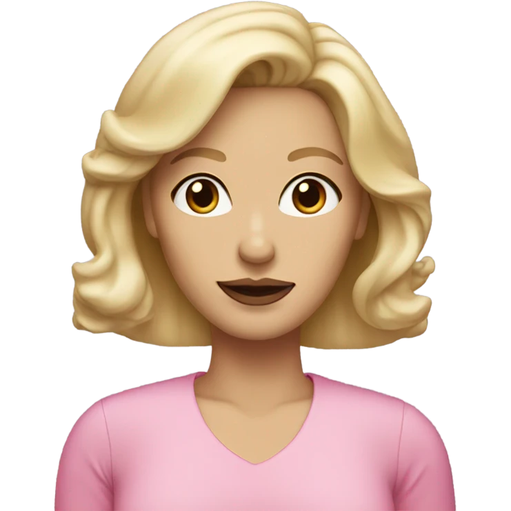 blonde middle aged woman with brown eyes and pink lips emoji