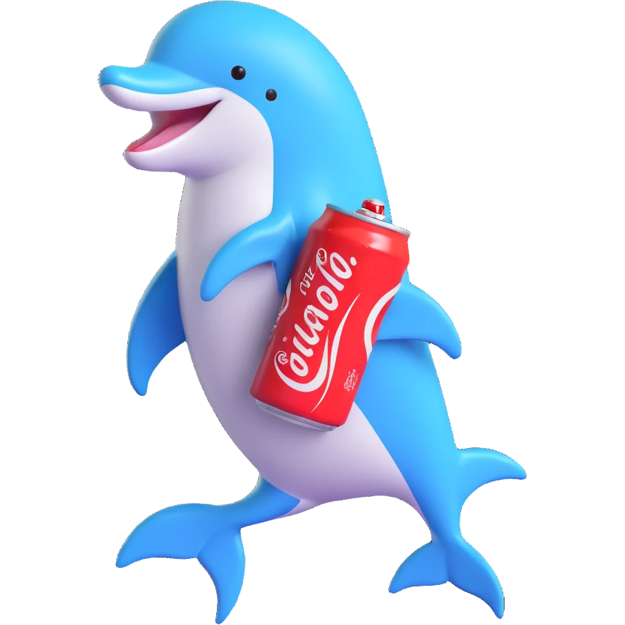 dolphin holding a Diet Coke can emoji