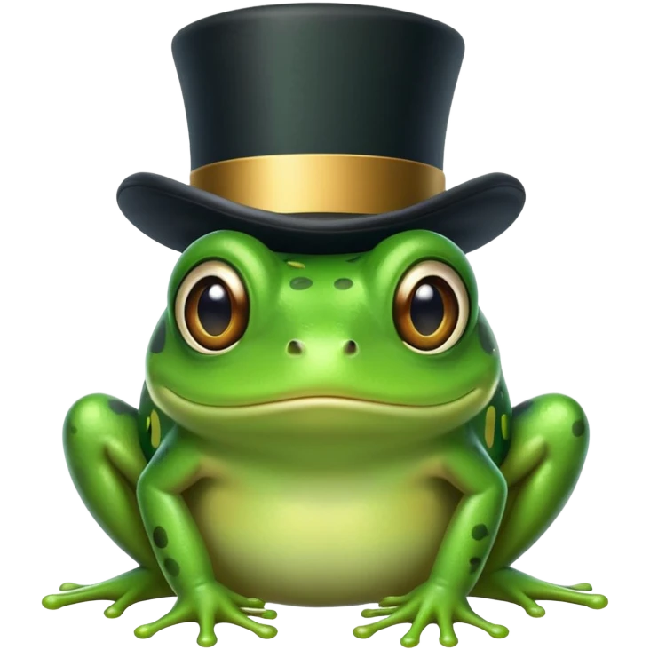 Green frog with top hat emoji
