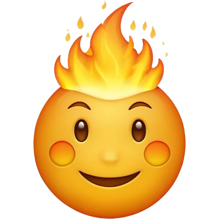 simple smiling yellow emoji with fire behind them emoji