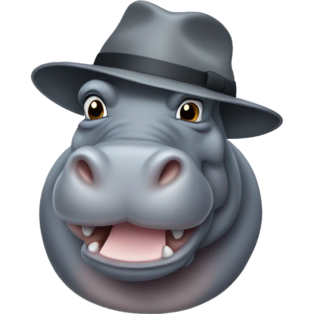 Hippo with a gray hat emoji