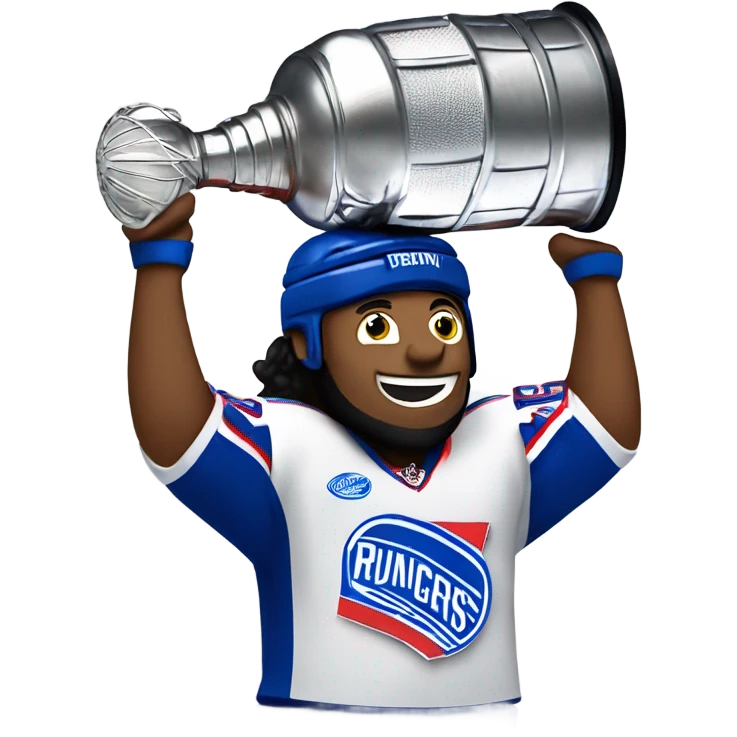 New York Rangers hockey player holding the Stanley Cup emoji