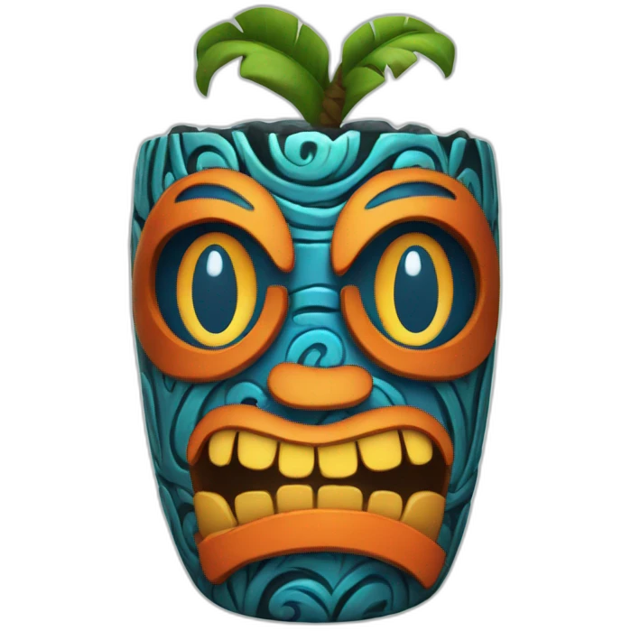 Tiki with colors blue and orange-tornado-fun-love-girl emoji