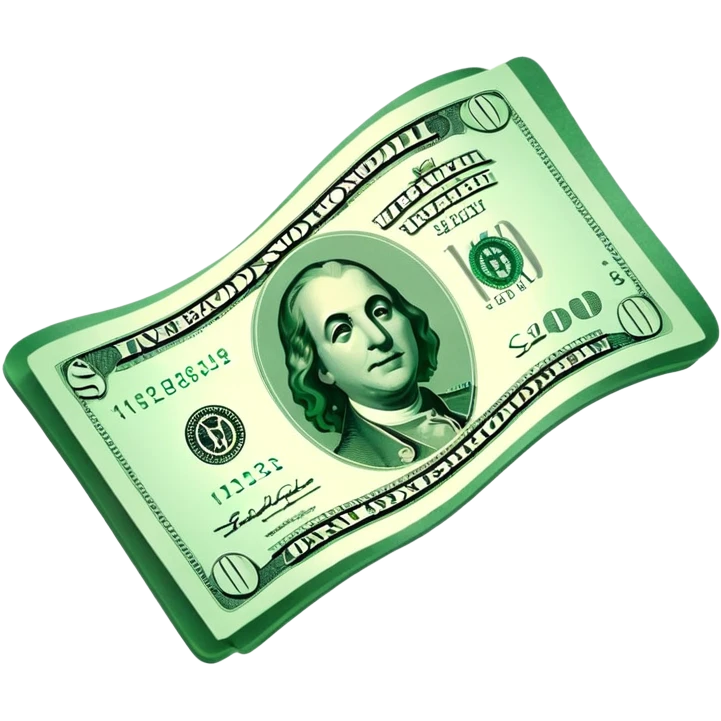 a floating wavy usd bill icon emoji
