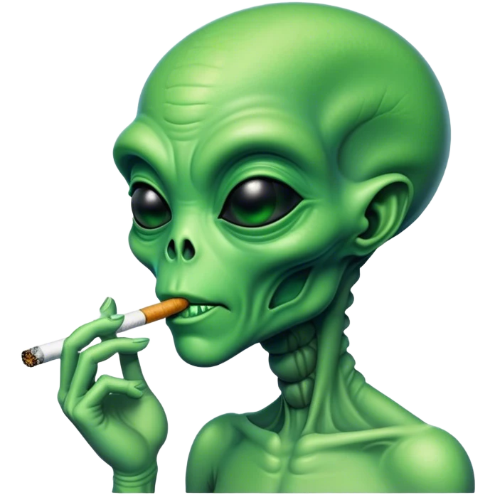 Alien smoking a cigarette emoji