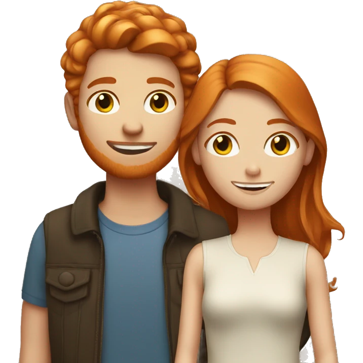 Ginger girl with a brown haired boy  emoji