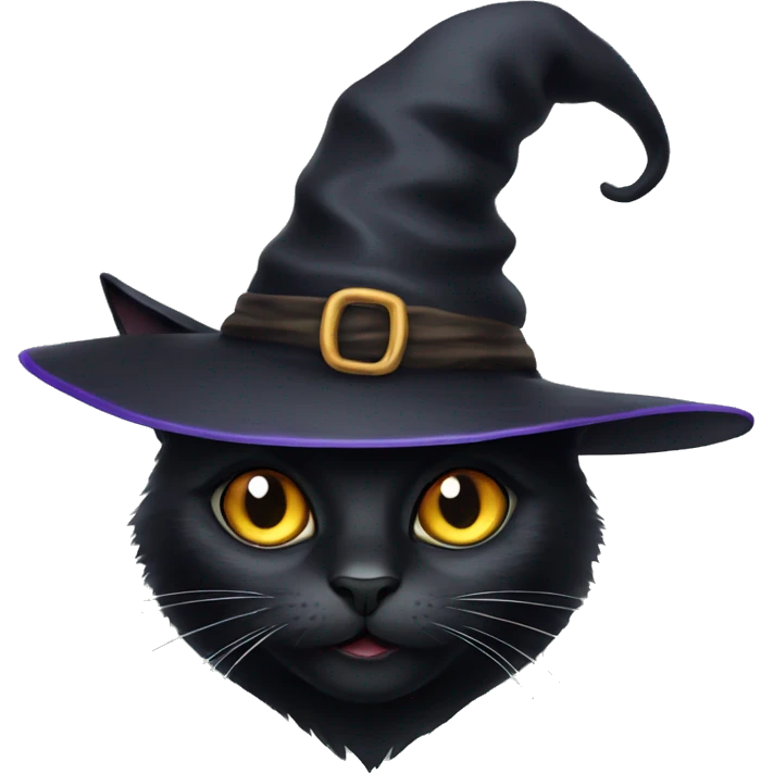 Black cat with witch hat emoji