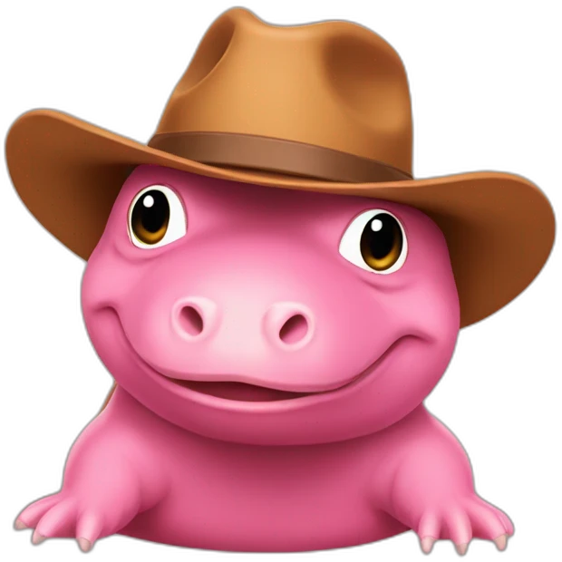 slowpoke with a cowboy hat looking at you emoji