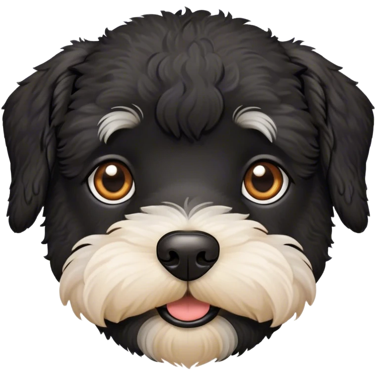 Black schnoodle face brown eyes emoji