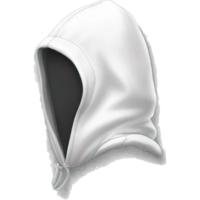 Homme habillé en blanc avec une cagoule emoji